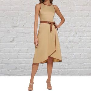 DKNY Tan Sleeveless Wrap Dress